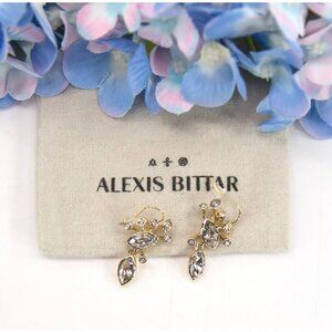 Alexis Bittar Crystal Navette Cluster Drop Sunburst Gold Earrings NWT